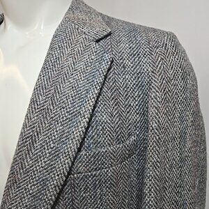 VTG Harris Tweed Blazer Approximate Size 42 Herringbone Sport Coat Professor